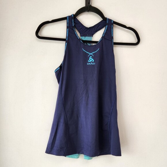 Odlo Ceramicool Blue Tank Top Racerbak Running Racing Activewear Women's S - Picture 1 of 8